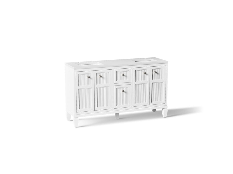 KOHLER K-33539-ASB Hearthaven 60" bathroom vanity cabinet with sinks and quartz top