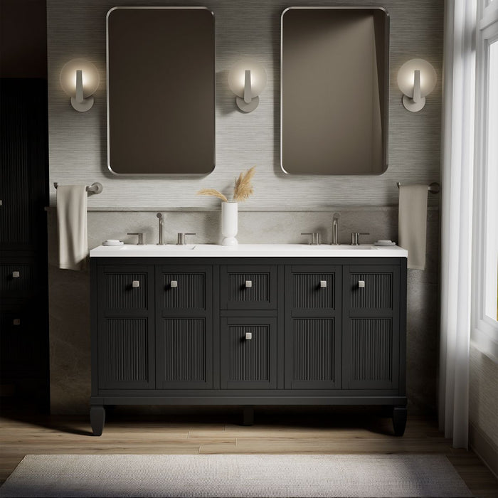 Kohler Hearthaven 60" bathroom vanity cabinet with sinks and quartz top