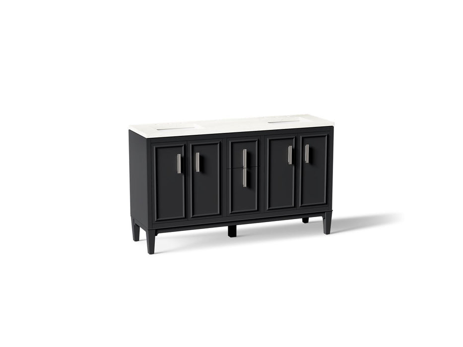 Kohler Southerk 60" bathroom vanity cabinet with sinks and quartz top