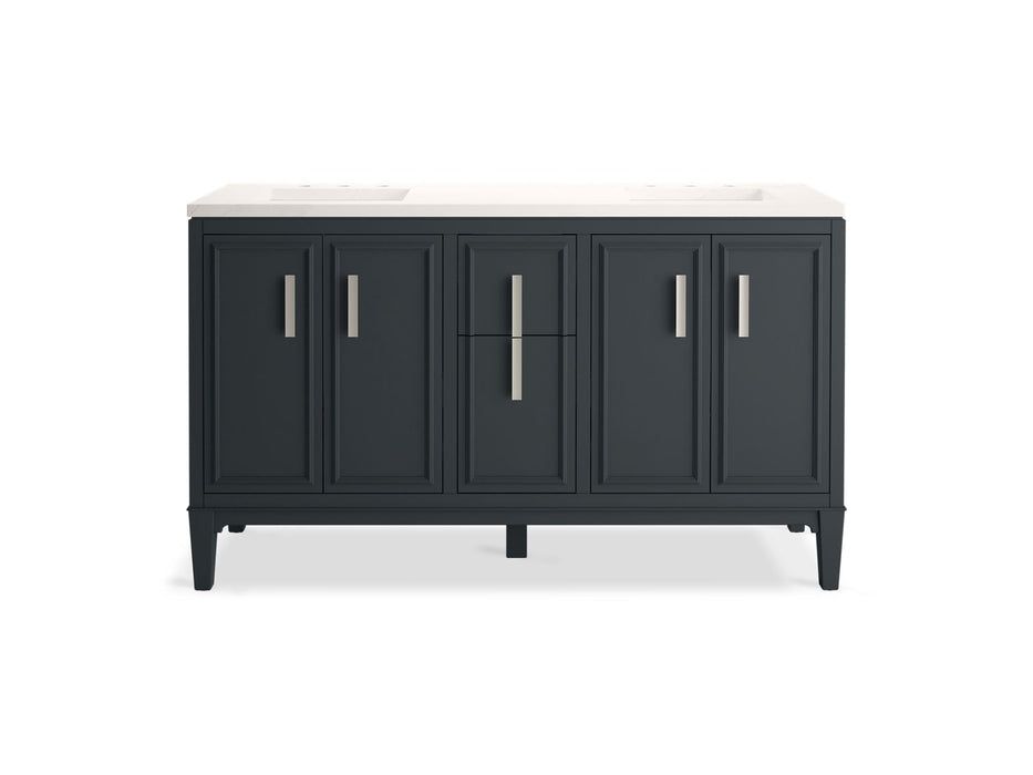 Kohler Southerk 60" bathroom vanity cabinet with sinks and quartz top