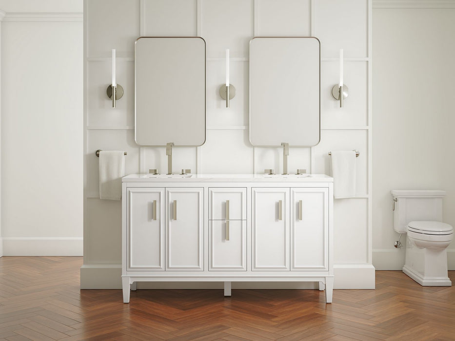 Kohler Southerk 60" bathroom vanity cabinet with sinks and quartz top