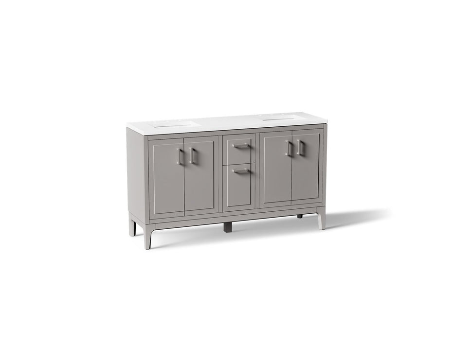 Kohler Seer 60" bathroom vanity cabinet with sinks and quartz top
