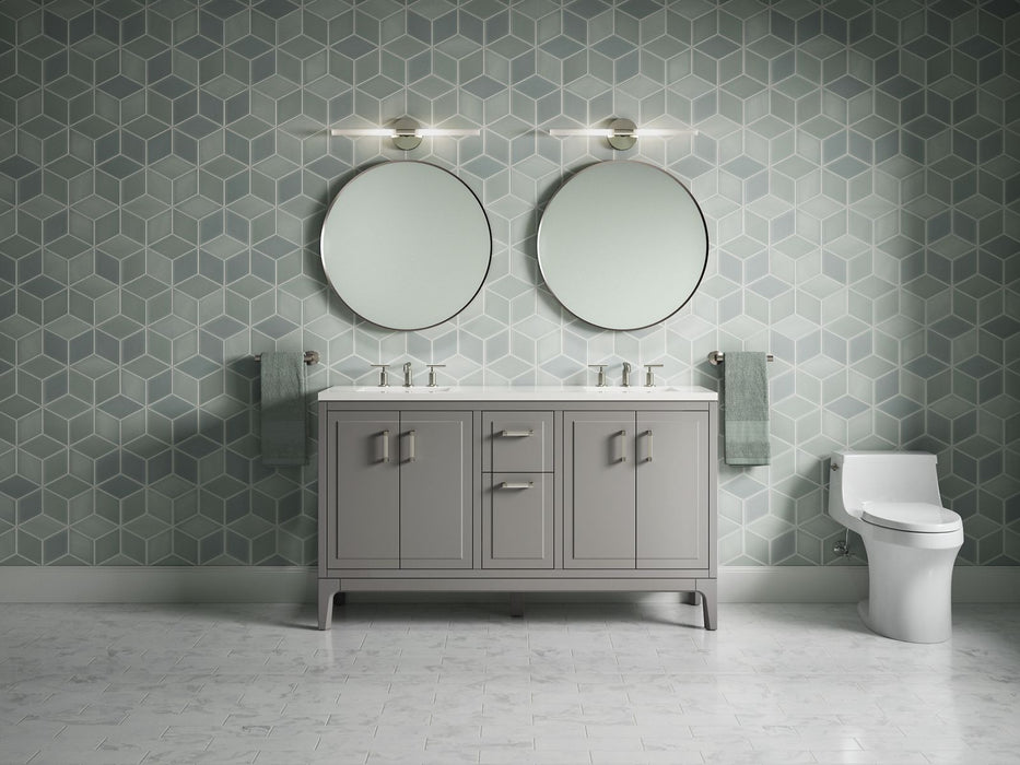 Kohler Seer 60" bathroom vanity cabinet with sinks and quartz top