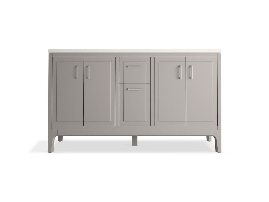 Kohler Seer 60" bathroom vanity cabinet with sinks and quartz top