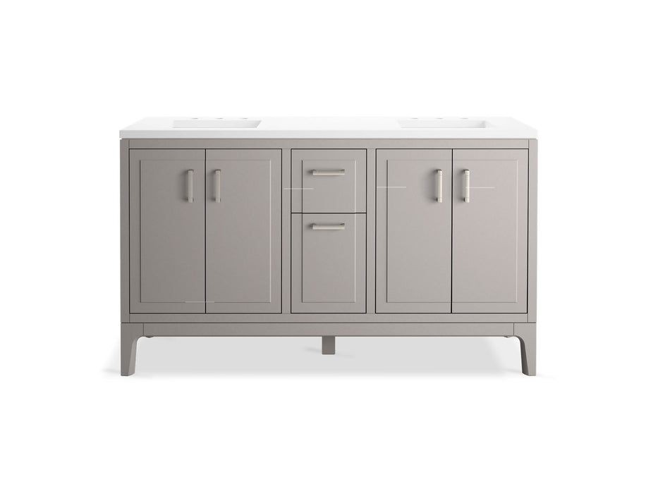 Kohler Seer 60" bathroom vanity cabinet with sinks and quartz top