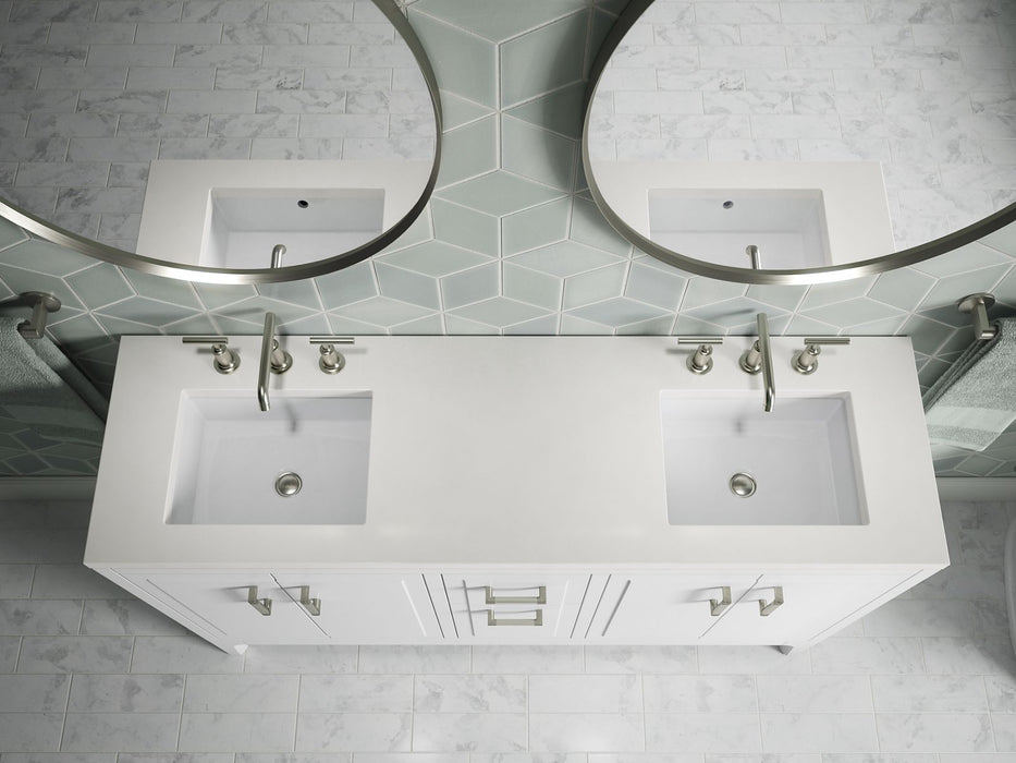 Kohler Seer 60" bathroom vanity cabinet with sinks and quartz top