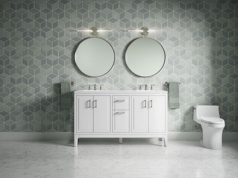 Kohler Seer 60" bathroom vanity cabinet with sinks and quartz top