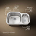 KOHLER Undertone 30-3/4" undermount double-bowl kitchen sink