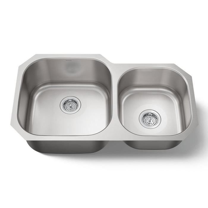 KOHLER Undertone 35-1/4 undermount double-bowl kitchen sink