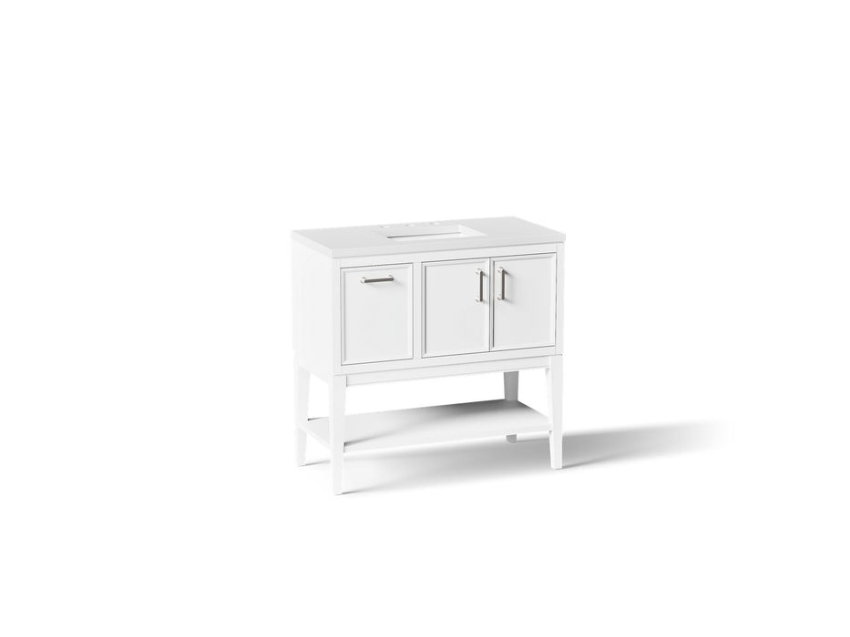 KOHLER K-33579-ASB Winnow 36" bathroom vanity cabinet with sink and quartz top