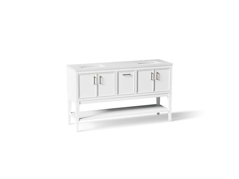 KOHLER K-33581-ASB Winnow 60" bathroom vanity cabinet with sinks and quartz top