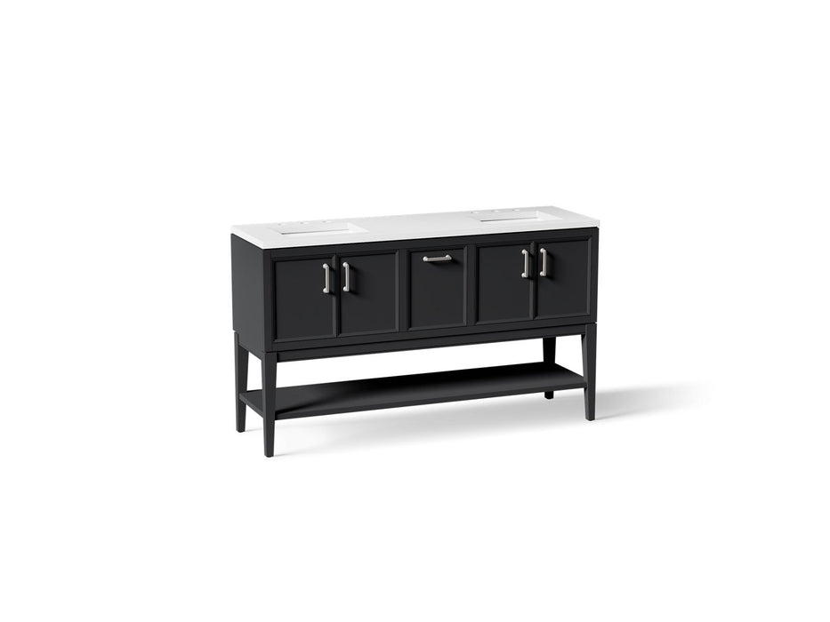 Kohler Winnow 60" bathroom vanity cabinet with sinks and quartz top
