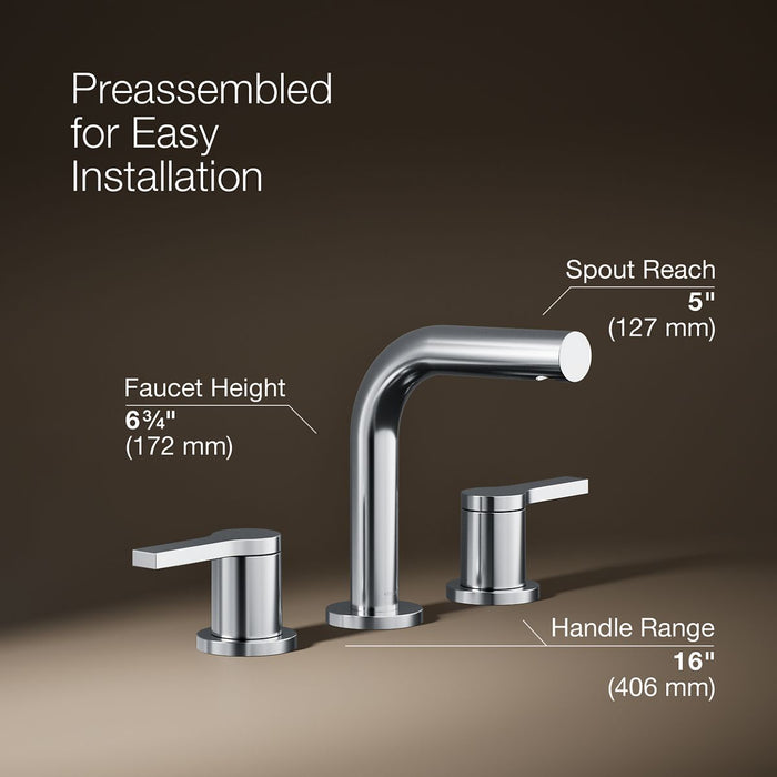 KOHLER K-33592-4 Elate Widespread bathroom sink faucet, 1.2 gpm, polished chrome - view 4