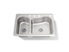 KOHLER K-3361-4 Staccato 33" top-mount double-bowl kitchen sink, stainless steel