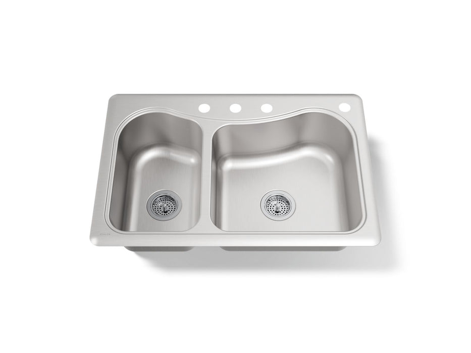 KOHLER K-3361-4 Staccato 33" top-mount double-bowl kitchen sink
