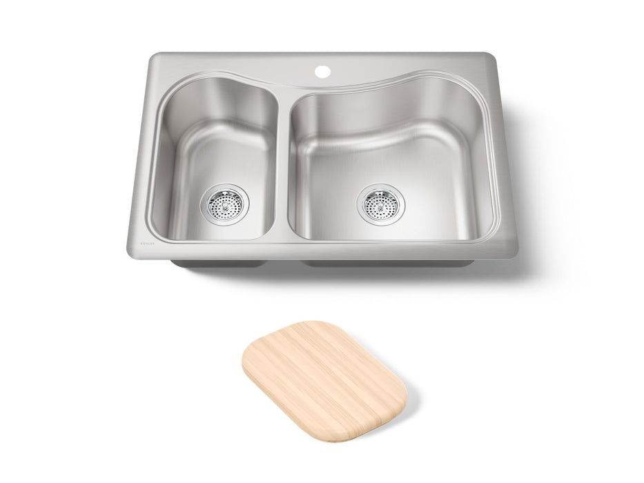 KOHLER K-3361-1 Staccato 33" top-mount double-bowl kitchen sink