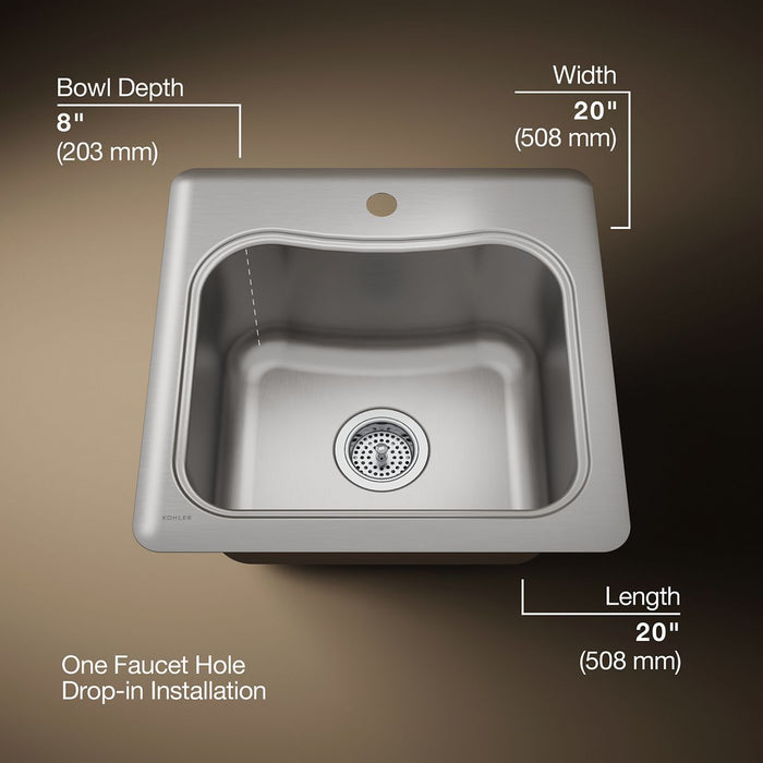 Kohler Staccato 20" top-mount single-bowl bar sink