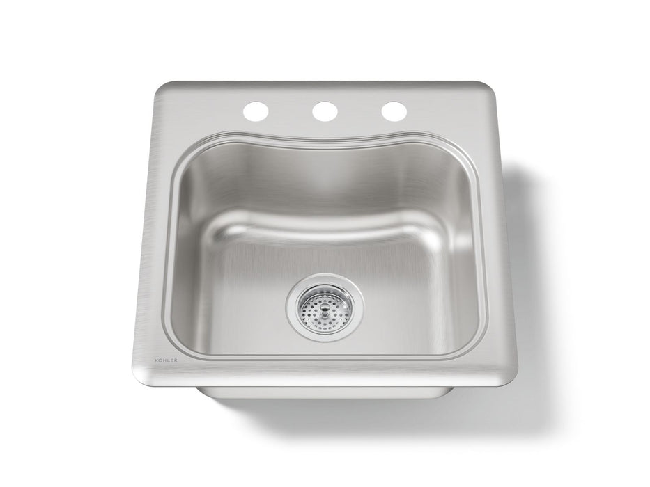 KOHLER K-3363-3 Staccato 20" top-mount single-bowl bar sink, stainless steel
