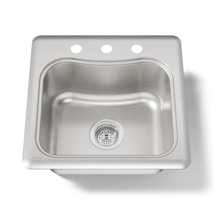 KOHLER K-3363-3 Staccato 20" top-mount single-bowl bar sink, stainless steel - view 4