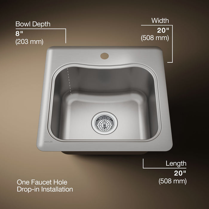 KOHLER K-3363-1 Staccato 20" top-mount single-bowl bar sink