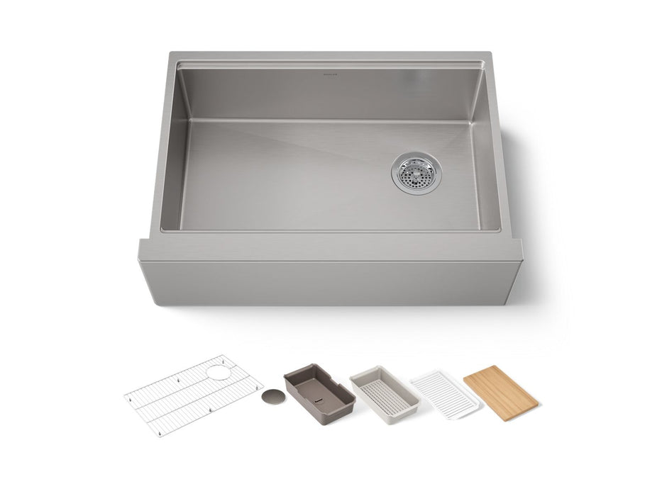 KOHLER K-33655-PC Strive 29-1/2" undermount single-bowl farmhouse workstation kitchen sink