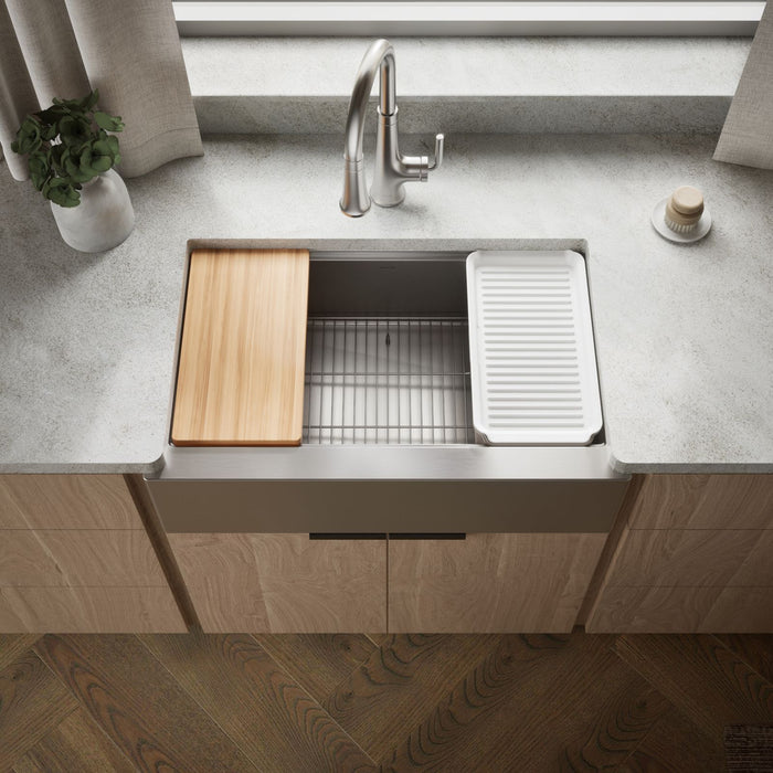 KOHLER K-33656-PC Strive 32-1/2" undermount single-bowl farmhouse workstation kitchen sink