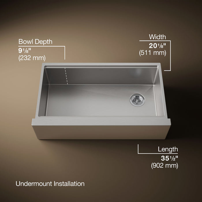 KOHLER K-33657-PC Strive 35-1/2" undermount single-bowl farmhouse workstation kitchen sink
