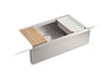 KOHLER K-33657-PC Strive 35-1/2" undermount single-bowl farmhouse workstation kitchen sink