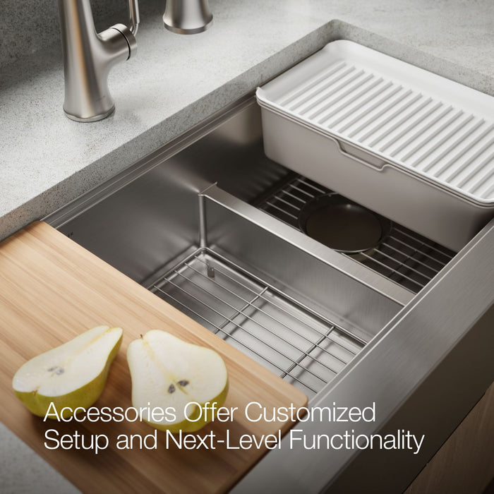 KOHLER K-33658-PC Strive Smart Divide 35-1/2” undermount double-bowl farmhouse workstation kitchen sink