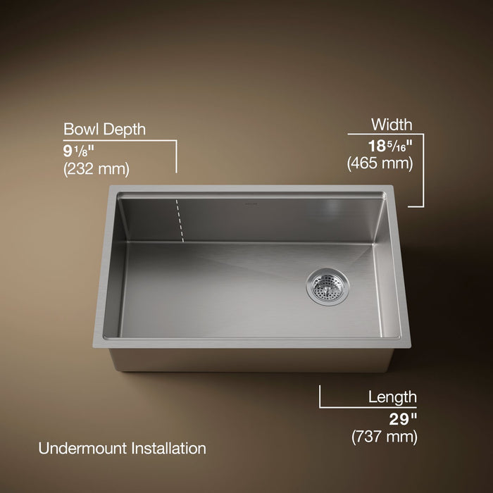 KOHLER K-33660-PC Strive 29" undermount single-bowl workstation kitchen sink