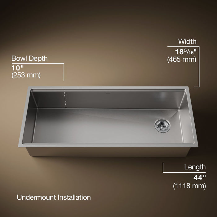 KOHLER K-33665-PC Strive 44" undermount single-bowl workstation kitchen sink