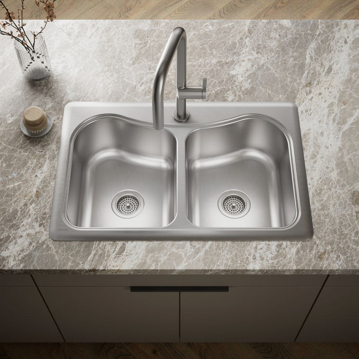 KOHLER K-3369-1 Staccato 33" top-mount double-bowl kitchen sink