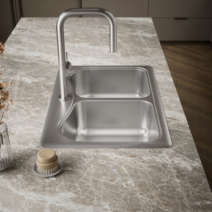 KOHLER K-3369-1 Staccato 33" top-mount double-bowl kitchen sink