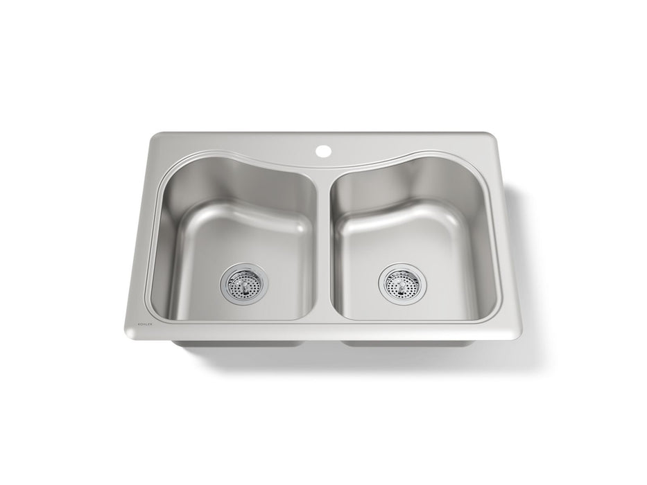 KOHLER K-3369-1 Staccato 33" top-mount double-bowl kitchen sink
