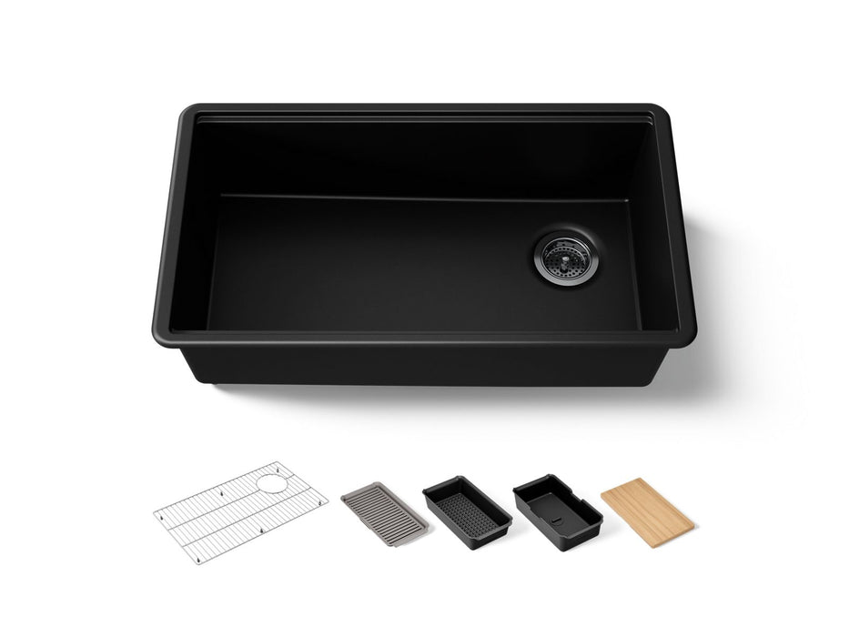 KOHLER K-33710-PC Billings 32-1/2" undermount single-bowl workstation kitchen sink