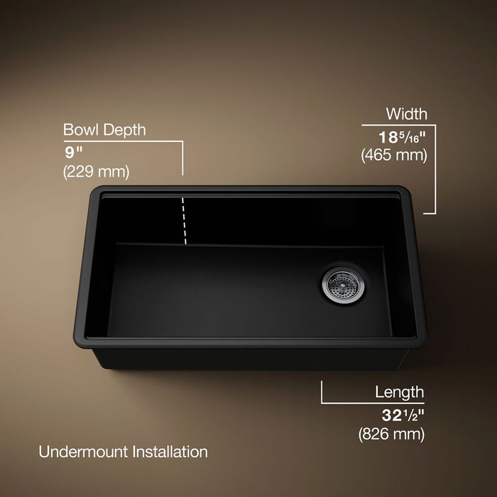 Kohler Billings 32-1/2" undermount single-bowl workstation kitchen sink