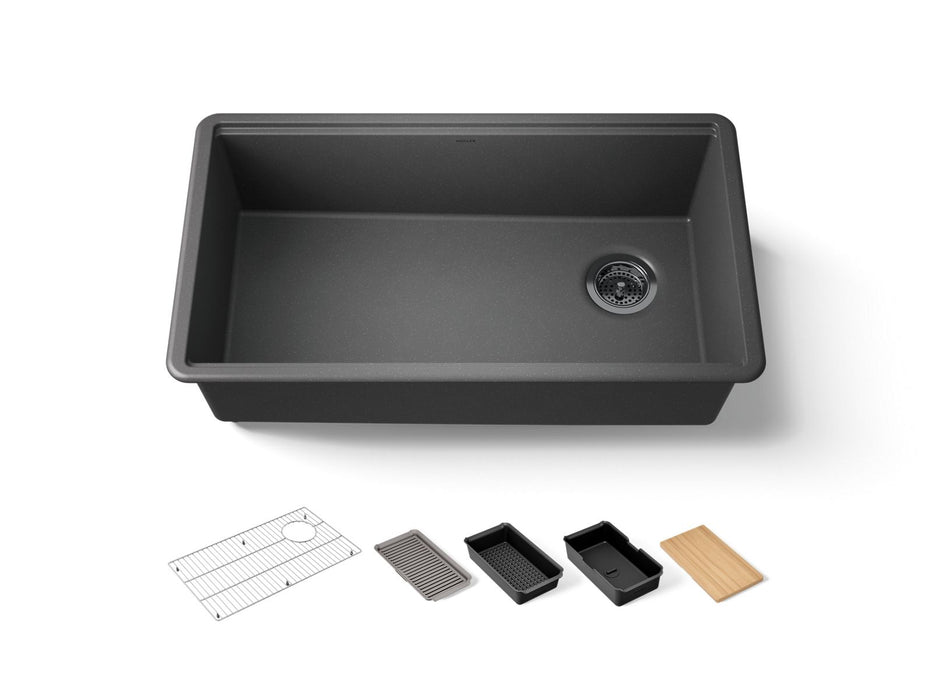KOHLER K-33710-PC Billings 32-1/2" undermount single-bowl workstation kitchen sink