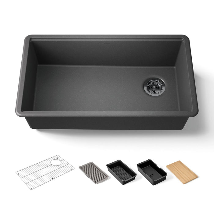 KOHLER K-33710-PC Billings 32-1/2" undermount single-bowl workstation kitchen sink