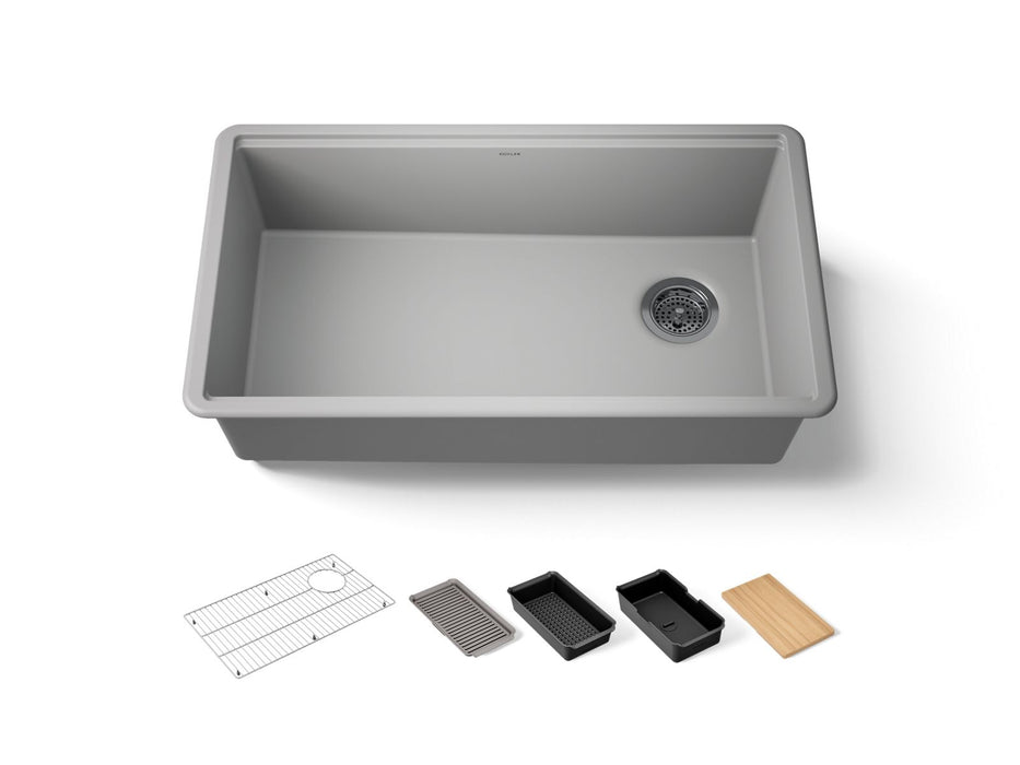 KOHLER K-33710-PC Billings 32-1/2" undermount single-bowl workstation kitchen sink