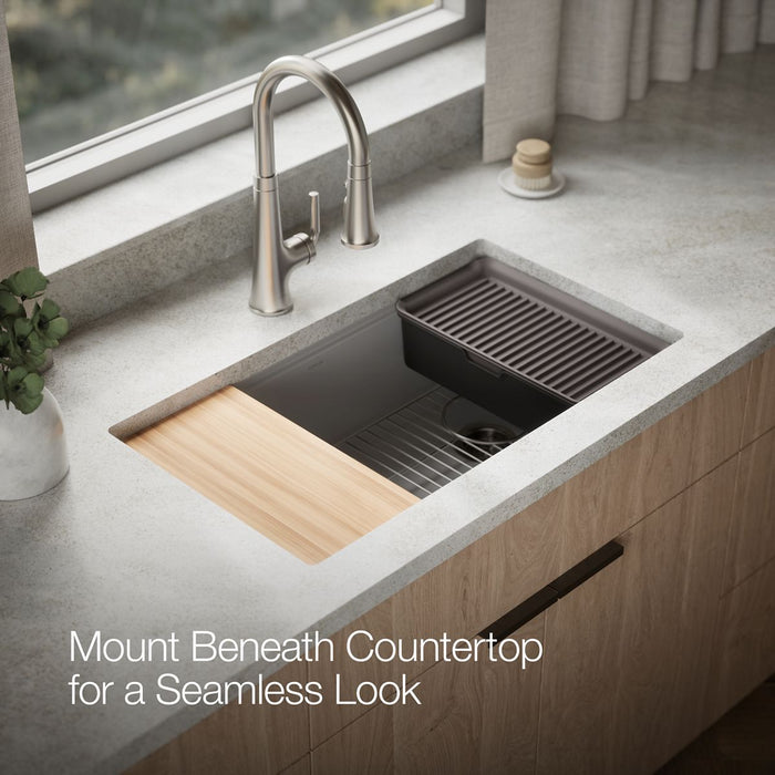 KOHLER K-33710-PC Billings 32-1/2" undermount single-bowl workstation kitchen sink