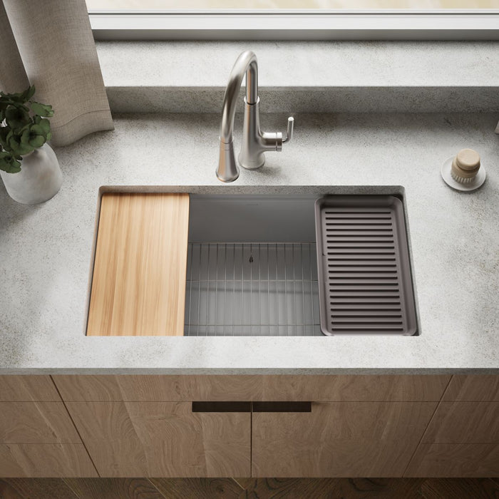 KOHLER K-33710-PC Billings 32-1/2" undermount single-bowl workstation kitchen sink