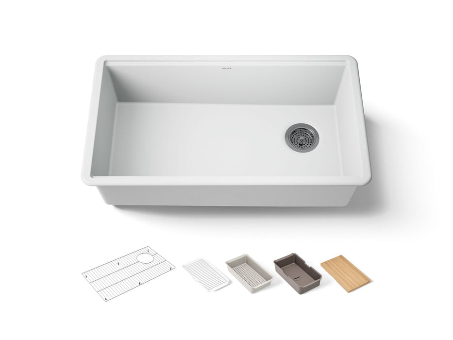 KOHLER K-33710-PC Billings 32-1/2" undermount single-bowl workstation kitchen sink