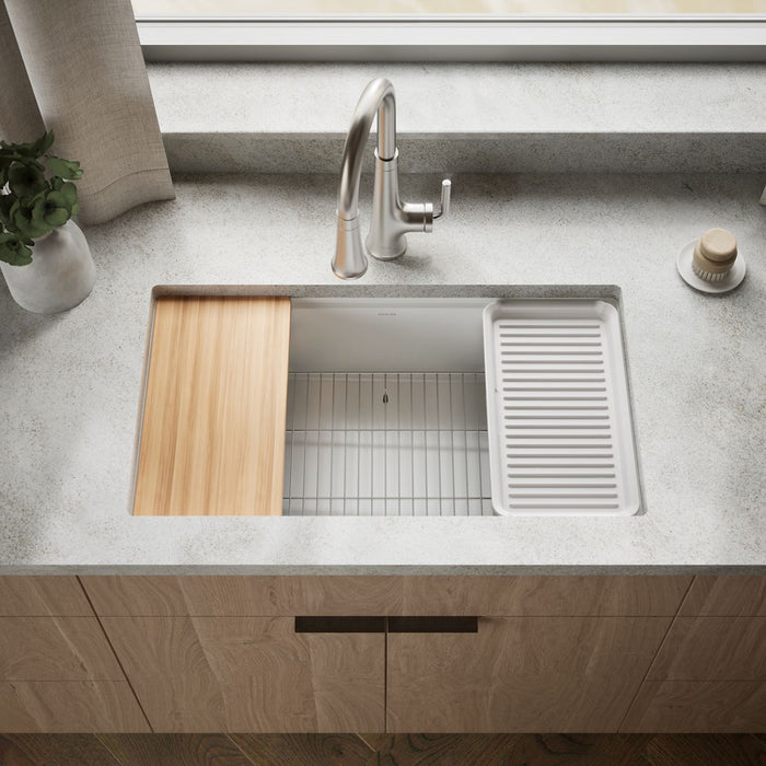 KOHLER K-33710-PC Billings 32-1/2" undermount single-bowl workstation kitchen sink