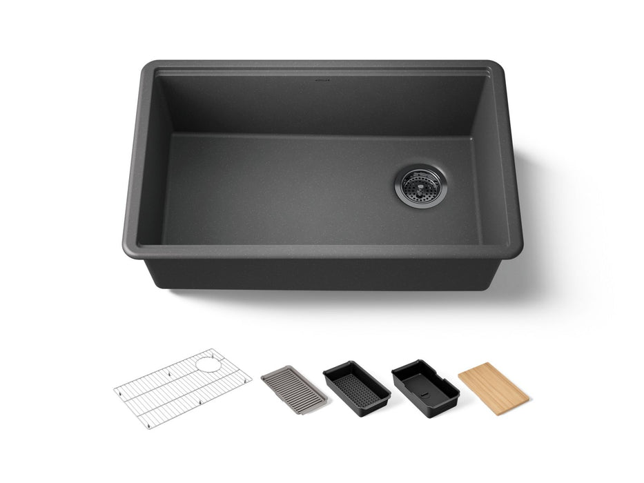 KOHLER K-33712-PC Billings 29" undermount single-bowl workstation kitchen sink