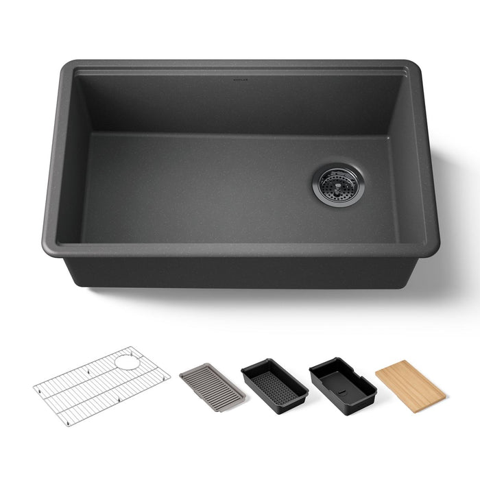 KOHLER K-33712-PC Billings 29" undermount single-bowl workstation kitchen sink