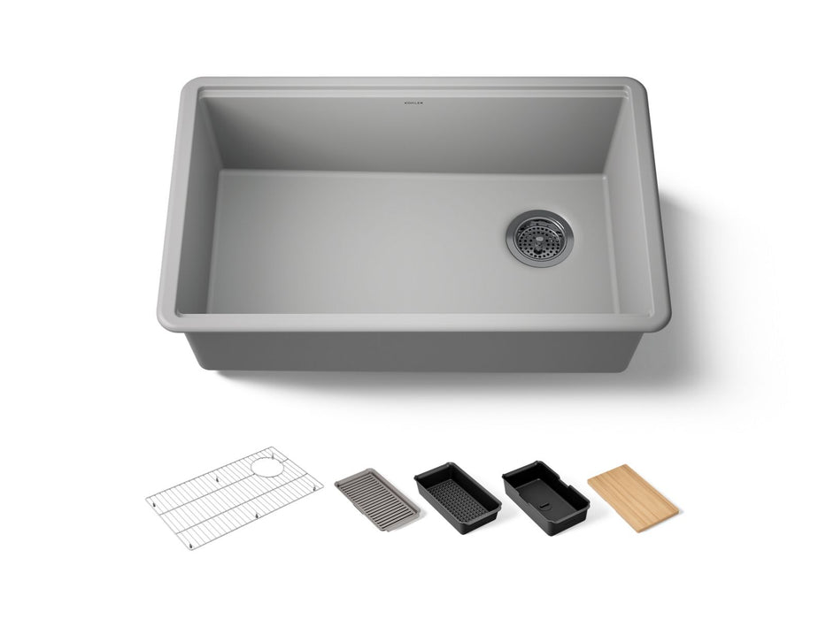 KOHLER K-33712-PC Billings 29" undermount single-bowl workstation kitchen sink