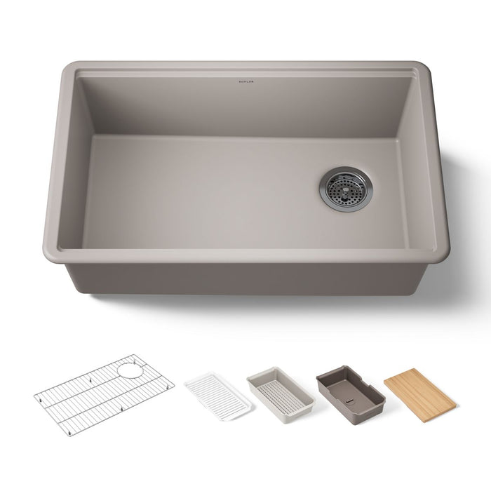 KOHLER K-33712-PC Billings 29" undermount single-bowl workstation kitchen sink