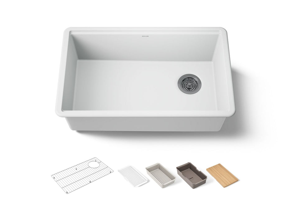 KOHLER K-33712-PC Billings 29" undermount single-bowl workstation kitchen sink