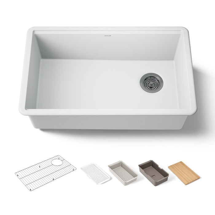 KOHLER K-33712-PC Billings 29" undermount single-bowl workstation kitchen sink
