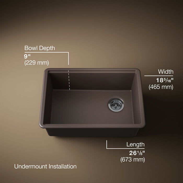 Kohler Billings 27" undermount single-bowl workstation kitchen sink